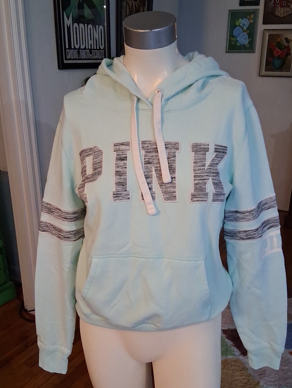 PINK Victoria's Secret Mint Green Logo Hoodie